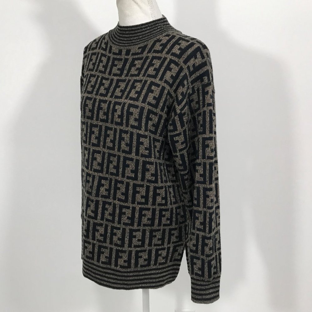 👉SOLD  Fendi Vintage Sweater Mock Neck Logo - Picture 5 of 13